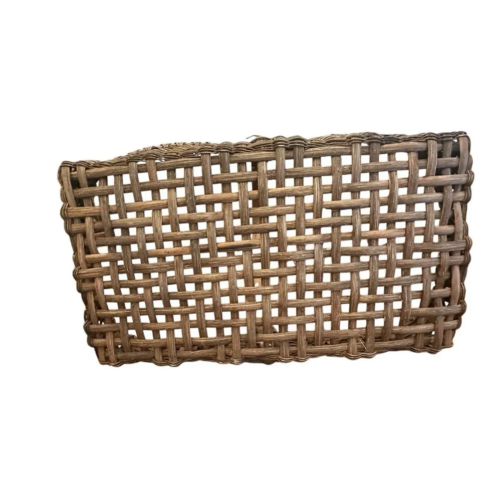 Vintage Handwoven Wicker Gathering Flower Basket Bentwood Handle Farmhouse 22”